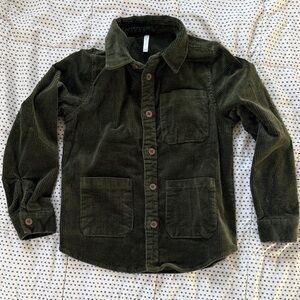 Rylee + Cru Forest Green Corduroy Button-Up Collared Shirt SZ 8-9Y Like-New